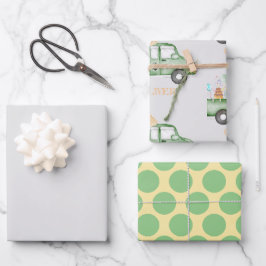 Niedliche Duskygrün aller Altersstufen Geburtstags Geschenkpapier Set