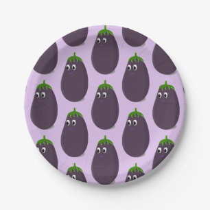 Niedliche Eggplant Print Pappteller