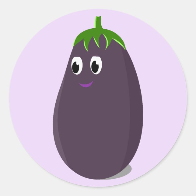 Niedliche Eggplant Print Runder Aufkleber (Vorderseite)