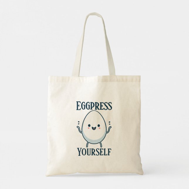 Niedliche "Eggpress Yourself" Funny Pun Tote Tasch Tragetasche (Rückseite)