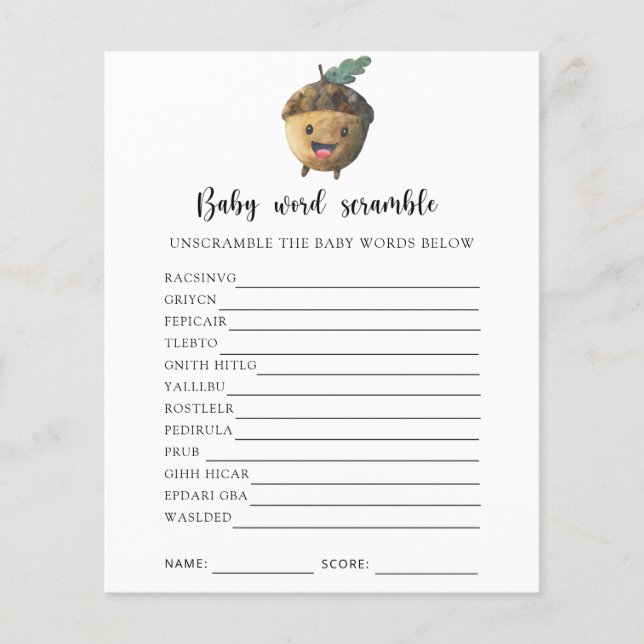 Niedliche Eichel - Baby Word Scramble Game (Vorderseite)