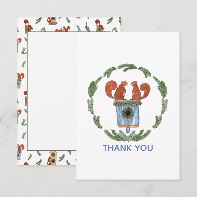 Niedliche Eichhörnchen Dankeskarte (Vorne/Hinten)