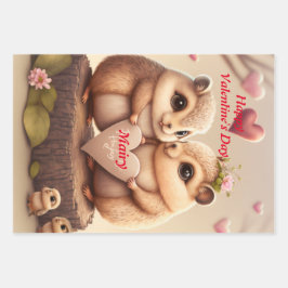Niedliche Eichhörnchen in Liebe Geschenkpapier Set