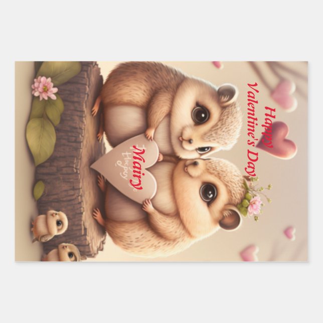 Niedliche Eichhörnchen in Liebe Geschenkpapier Set (Vorderseite)