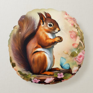 Niedliche Eichhörnchen-Lebensmitteltasche Rundes Kissen