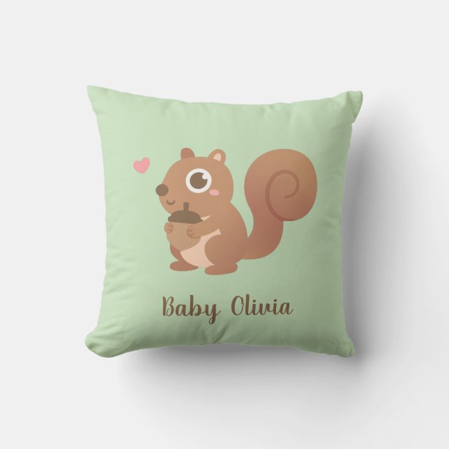 Niedliche Eichhörnchen-Lieben Acorn Baby Kinderzim Kissen (Vorderseite)