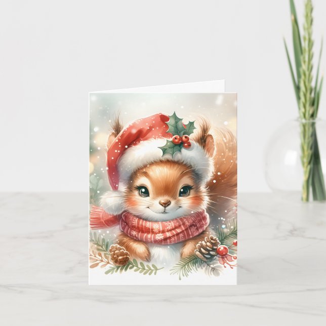 Niedliche Eichhörnchenweihnachtskarte - Traumurlau Karte (Vorderseite)