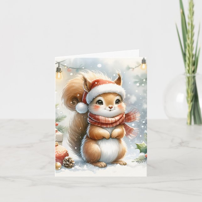 Niedliche Eichhörnchenweihnachtskarte - Traumurlau Karte (Vorderseite)
