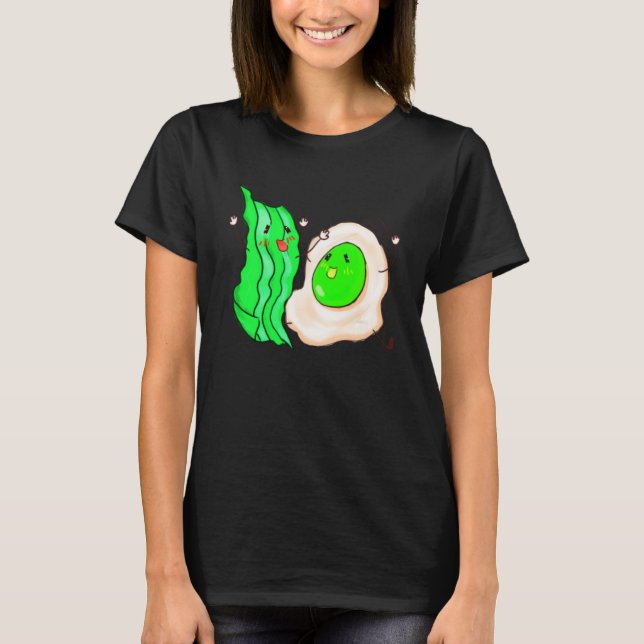 Niedliche Eier Ham Smile Face Brunch Brunch Kostüm T-Shirt (Vorderseite)