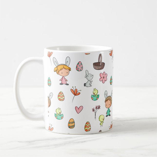 Niedliche Eier Rabbit Kids Pattern Ostern Kaffeetasse (Links)