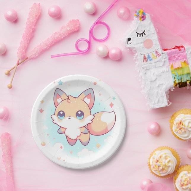Niedliche Einfach-Fuchs-Babydusche Pappteller (Party)