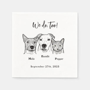 Niedliche einfache 3 Begleiter-Katze Hochzeit Empf Serviette
