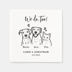 Niedliche einfache 3 Begleiter-Katze Hochzeit Empf Serviette