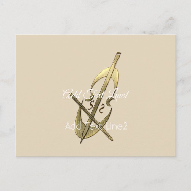 Niedliche einfache Chic Gold Cello Musik Danke Kar Postkarte (Vorderseite)