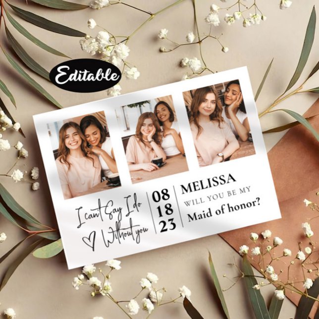 Niedliche Einfache Foto Collage Bridesmaid-Vorschl Einladung (Von Creator hochgeladen)