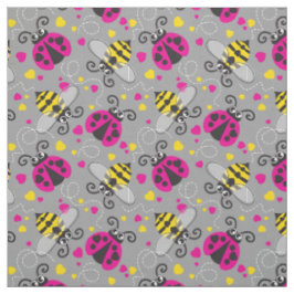 Niedliche, einfache grafische Ladybugs und Bienen  Stoff