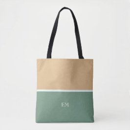 Niedliche Einfache grüne Monogramm-Initialen Tasche