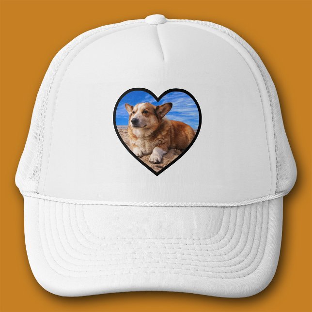 Niedliche einfache Heart Shape Cutout Foto Templat Truckerkappe (Heart frame love photo trucker hat)