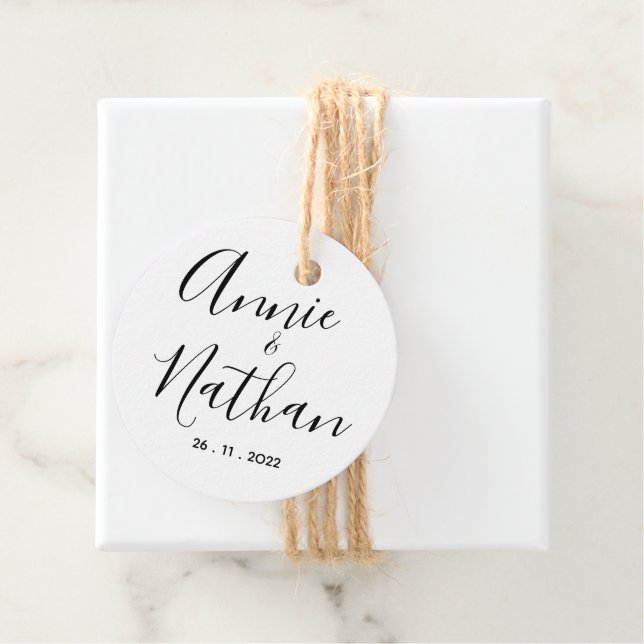 Niedliche einfache Minimalistische Schwarz-weiße S Geschenkanhänger (Beispiel)