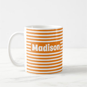 Niedliche, einfache Streifen Orange und Weiß Indiv Kaffeetasse