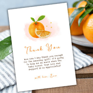 Niedliche, einfache Sweet Orange Citrus Babydusche Dankeskarte