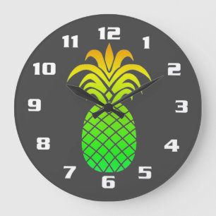 Niedliche, einfache und älegan tropische Ananas Gr Große Wanduhr