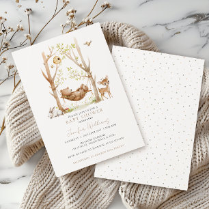 Niedliche Einfache Waldtiere Kinderdusche Einladung