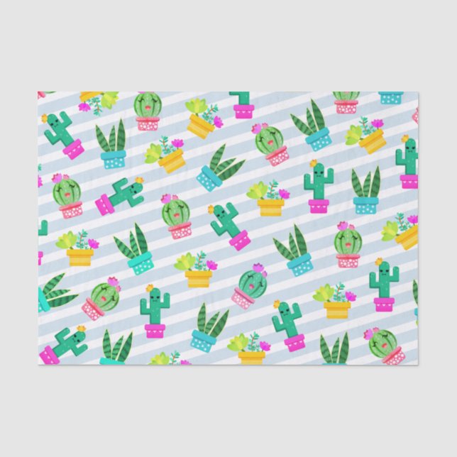 Niedliche eingemachte Kawaii Succulents u. Kaktus Seidenpapier (Vorderseite)