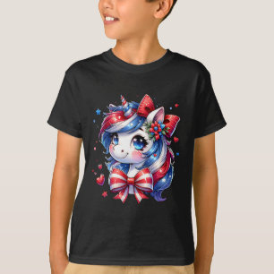 Niedliche Einhorn 4. Juli Mädchen Kinder amerikani T-Shirt