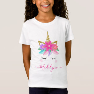 Niedliche Einhorn-Blume T-Shirt
