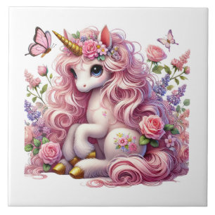 Niedliche Einhorn-Fantasie-Girls-Zimmer Fliese