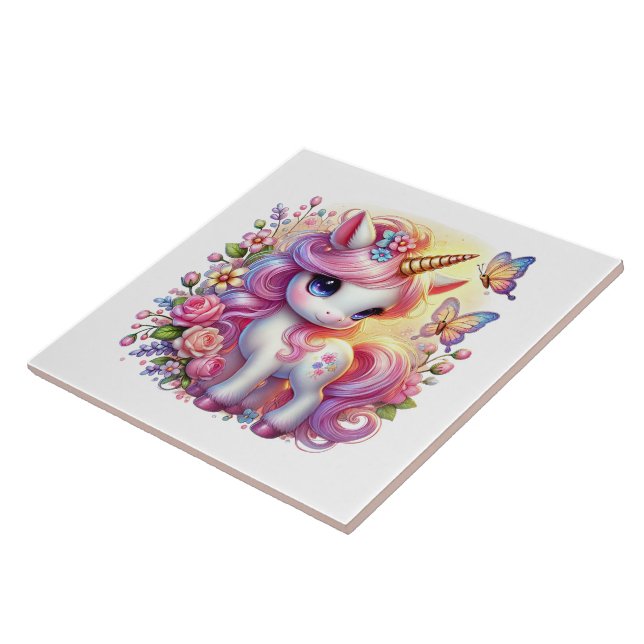Niedliche Einhorn-Fantasie-Girls-Zimmer Fliese (Seite)