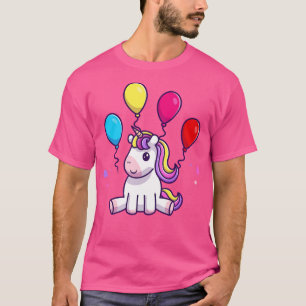Niedliche Einhorn Geburtstagsparty mit Ballon T-Shirt