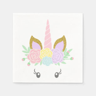 Niedliche Einhorn-Gesichtshälfte Kinderdusche Napk Serviette