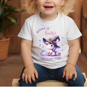 Niedliche Einhorn-Girls Halloween mit Namen Baby T-shirt