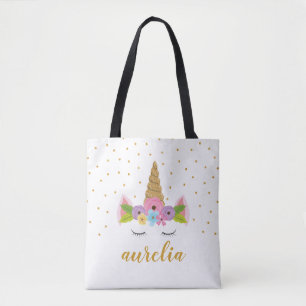 Niedliche Einhorn Girly Tote Tasche mit Individuel