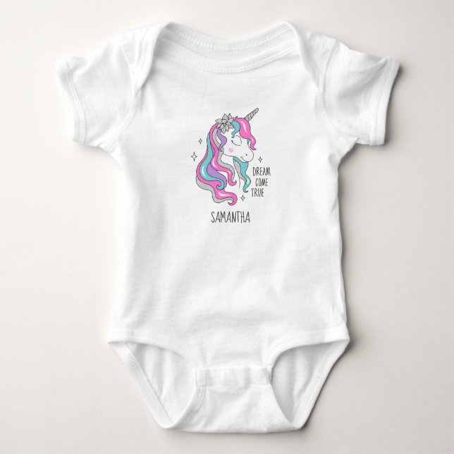 Niedliche Einhorn-Glitzer-Geschenke in Rosa und Si Baby Strampler (Vorderseite)