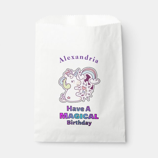 Niedliche Einhorn haben einen magischen Geburtstag Geschenktütchen (Vorderseite)