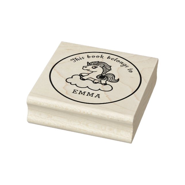 Niedliche Einhorn-Individuelle Name-Platte Holzkun Gummistempel (Stempel)