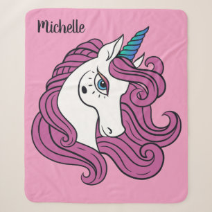 Niedliche Einhorn-individuelle Name- und Farbtüche Sherpadecke