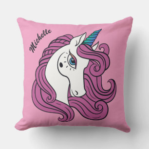 Niedliche Einhorn-individuelle Name- und Farbwerfe Kissen