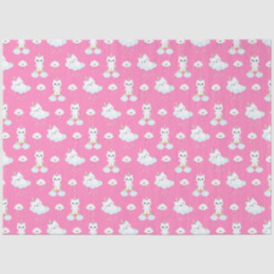 Niedliche Einhorn-Katzen Warme rosa Muster Seidenpapier