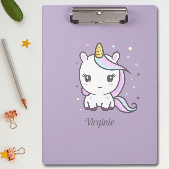 Niedliche Einhorn-Lila Zwischenablage Klemmbrett (Cute Unicorn Purple Clipboard)