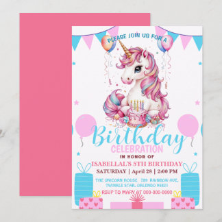Niedliche Einhorn magische Prinzessin Geburtstagsk Save The Date