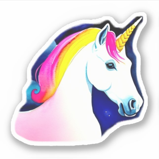 Niedliche Einhorn Magische Sterne Zeichnend Mädche Aufkleber (Vorderseite)