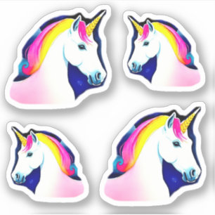 Niedliche Einhorn Magische Sterne Zeichnend Mädche Aufkleber