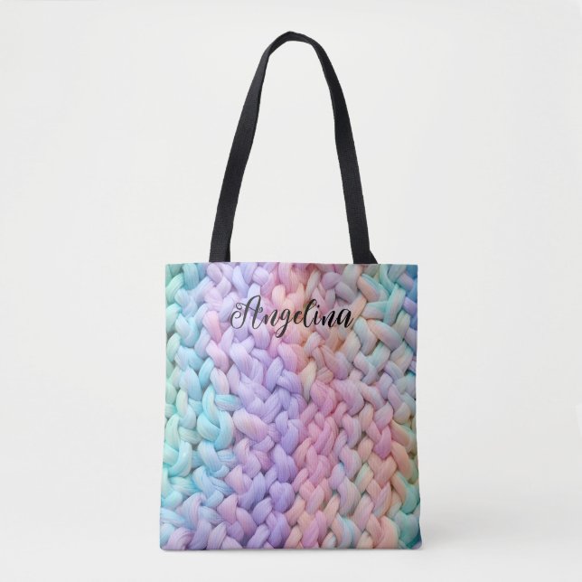 Niedliche Einhorn-Pastell-Crochet-Muster Tasche (Vorderseite)