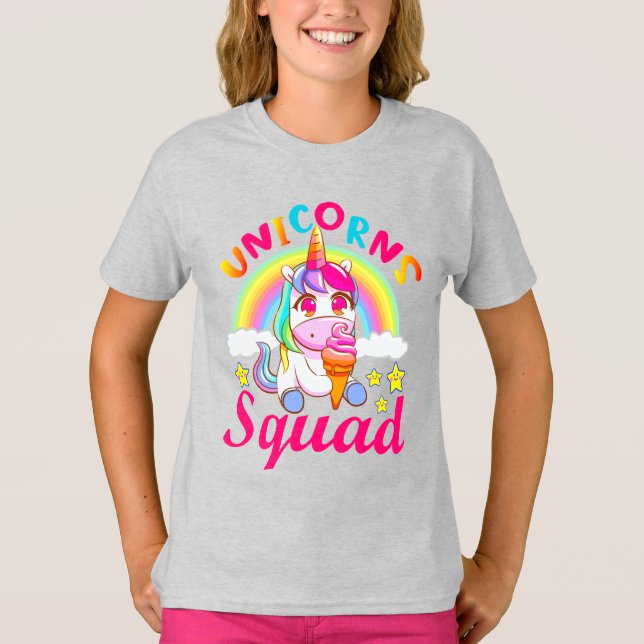 Niedliche Einhorn Rainbow Eiscreme Girls T-Shirt (Vorderseite)