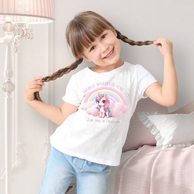 Niedliche Einhorn Rainbow Sparkle Girls T-Shirt (Von Creator hochgeladen)