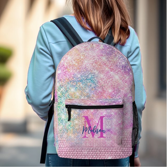 niedliche Einhorn-Rosa-Imitat Glitzer Kristall Mon Bedruckter Rucksack (Von Creator hochgeladen)